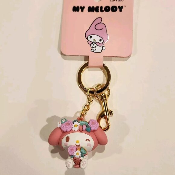 Loungefly Sanrio My Melody Earth Day Flower Crown Floral Pink 3D Keychain NEW - Picture 2 of 12
